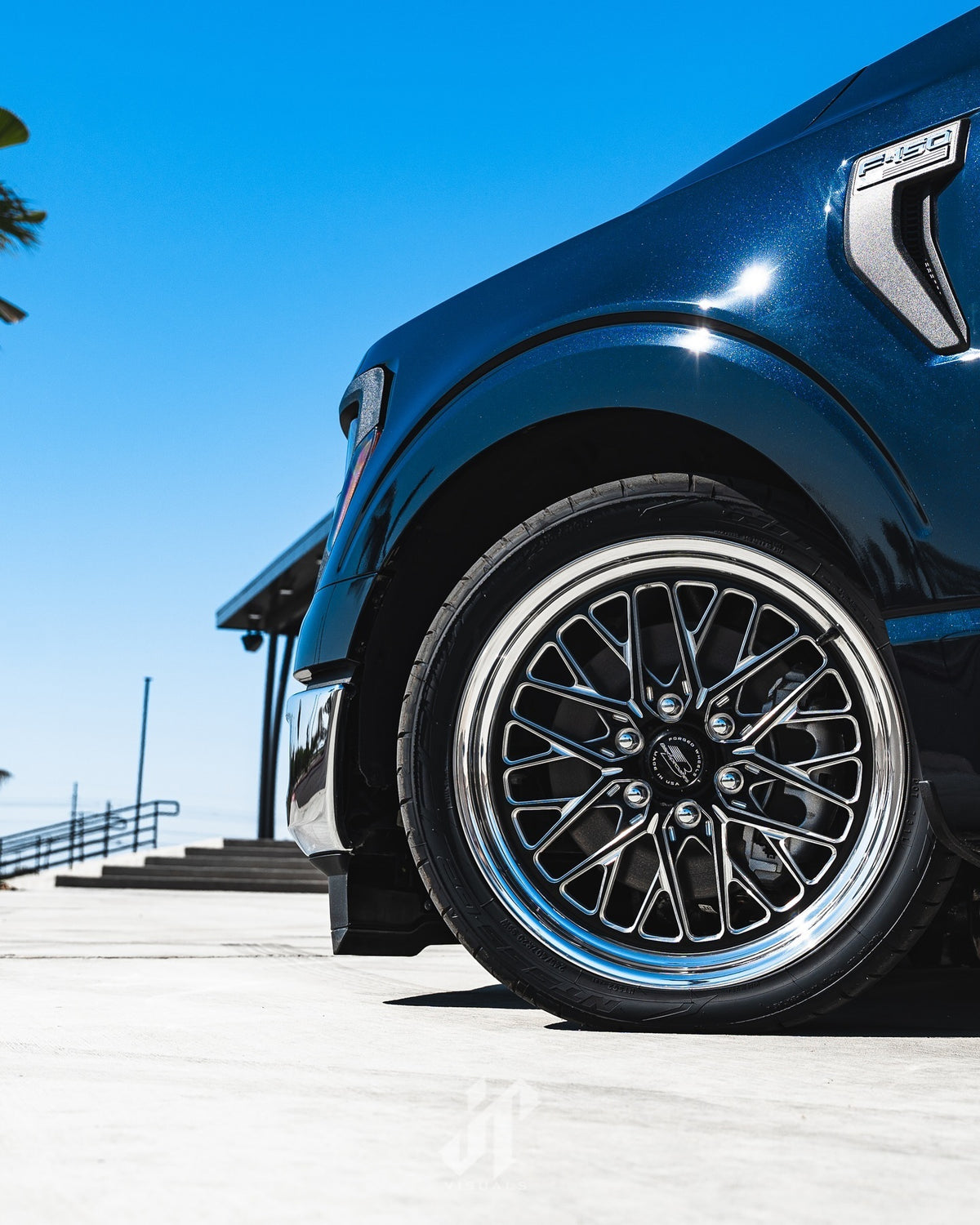 Ford F-150 with 22x10 Billet Specialties Redline Black Contrast Cut wheel